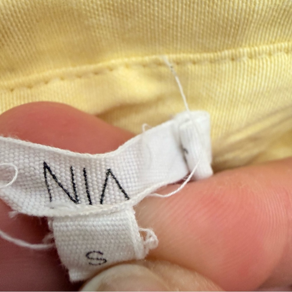 NIA Butter Yellow Gaiac Top Cropped Button Down Relaxed Fit Shirt - Small - Picture 2 of 11
